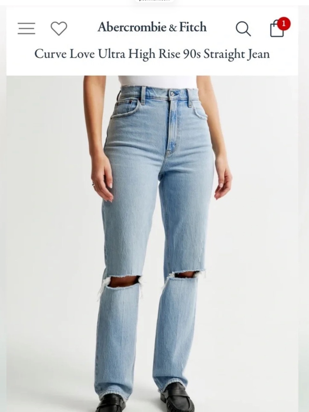 Abercrombie & Fitch Light Blue High-Rise Straight Leg Jeans with Knee Rips